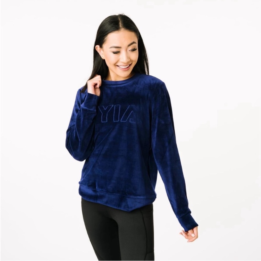 Zyia Active Sz 3X Blue Velvet Pullover Crewneck Sweatshirt Women Sweater (bin U)